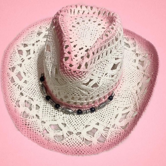 Dolls Kill Accessories - Ombré Pink Cowboy Hat W/ Beads